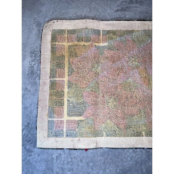 Christmas Poinsettia Hand Hooked Runner Rug 31" x 20" - Picture 9 of 12